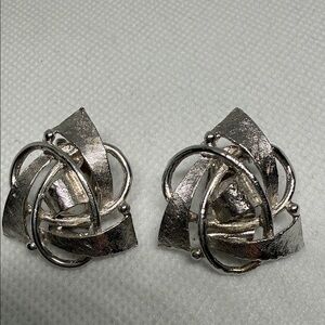 Vintage Earrings Clip On Signed Pat Pend Silver Tone.